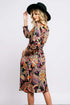 Dena Front Wrap Dress - Damascus Printed Ponte